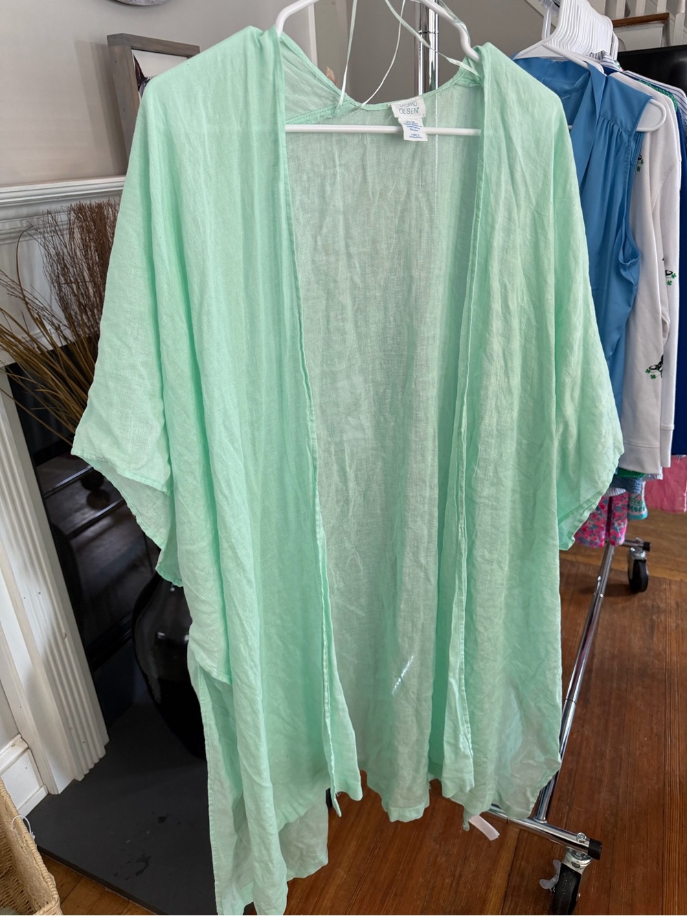 Sigrid Olsen Mint-Teal Linen Tank